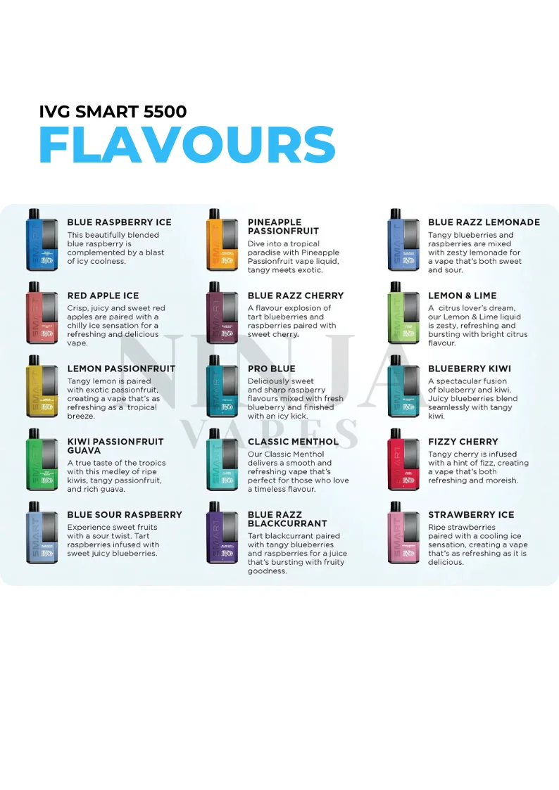 Available IVG Smart 5500 Flavour Varieties