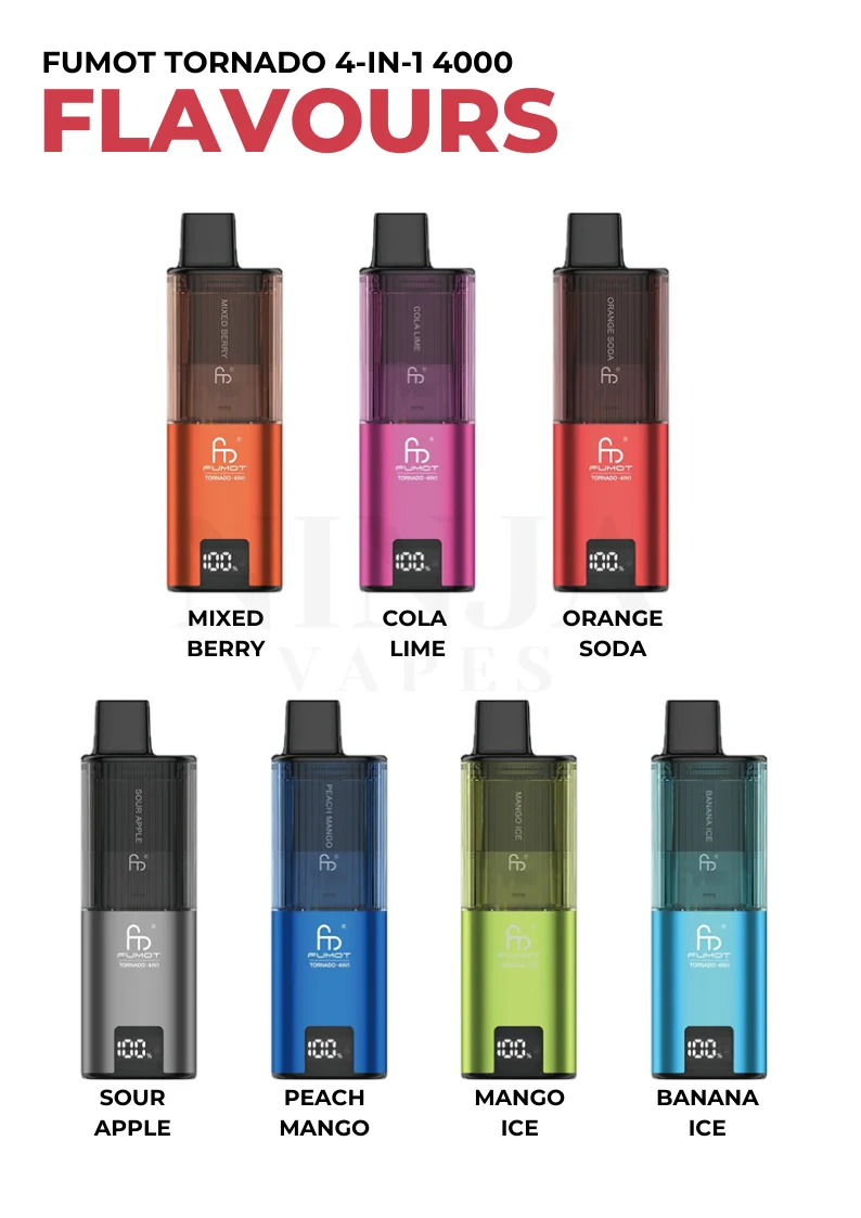 Fumot Tornado 4 in 1 4000 Range of Flavours