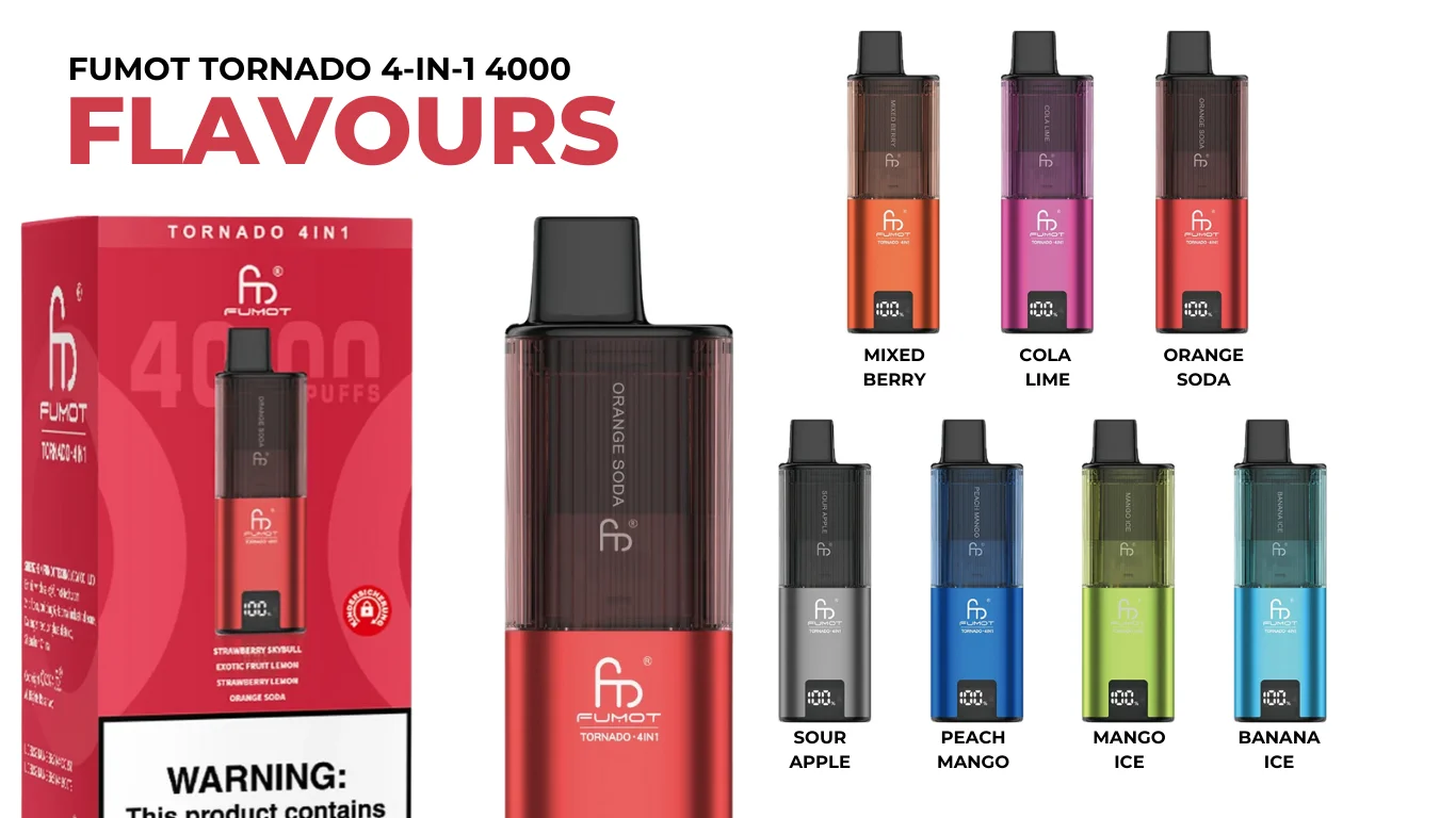 Fumot Tornado 4 in 1 4000 Range of Flavours