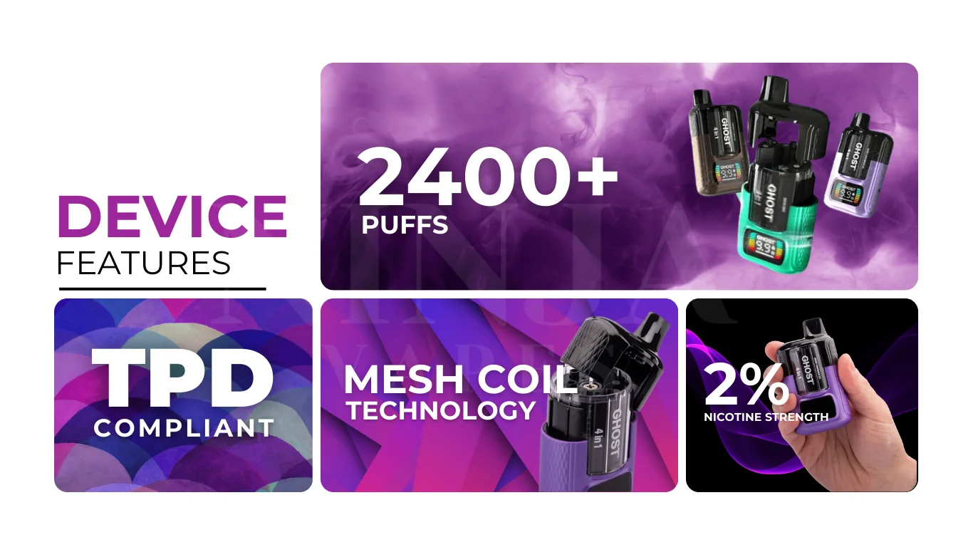 Ghost 4-in-1 Disposable Vape Key Features