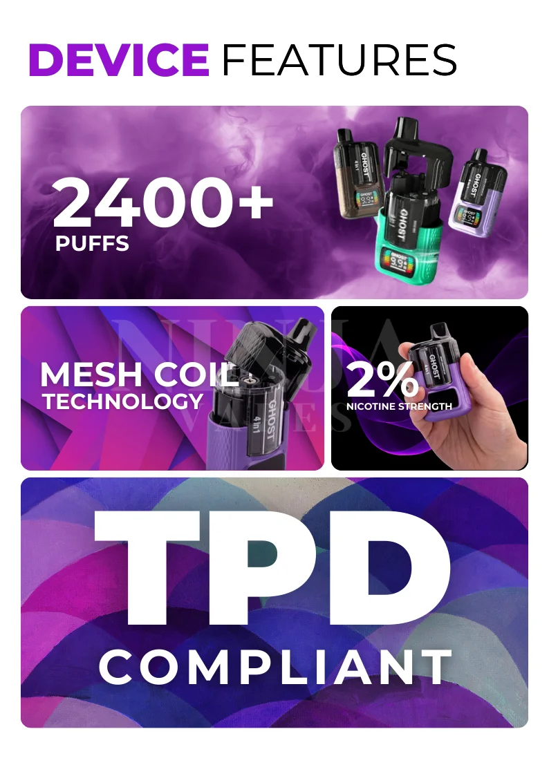 Ghost 4-in-1 Disposable Vape Key Features