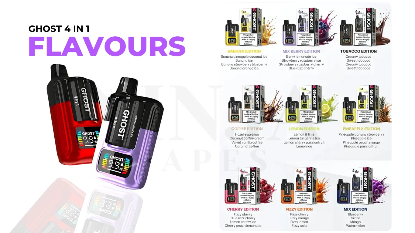 Ghost 4-in-1 Disposable Vape Kit Flavours