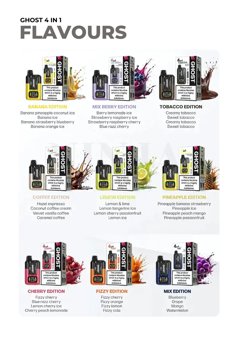 Ghost 4-in-1 Disposable Vape Kit Flavours