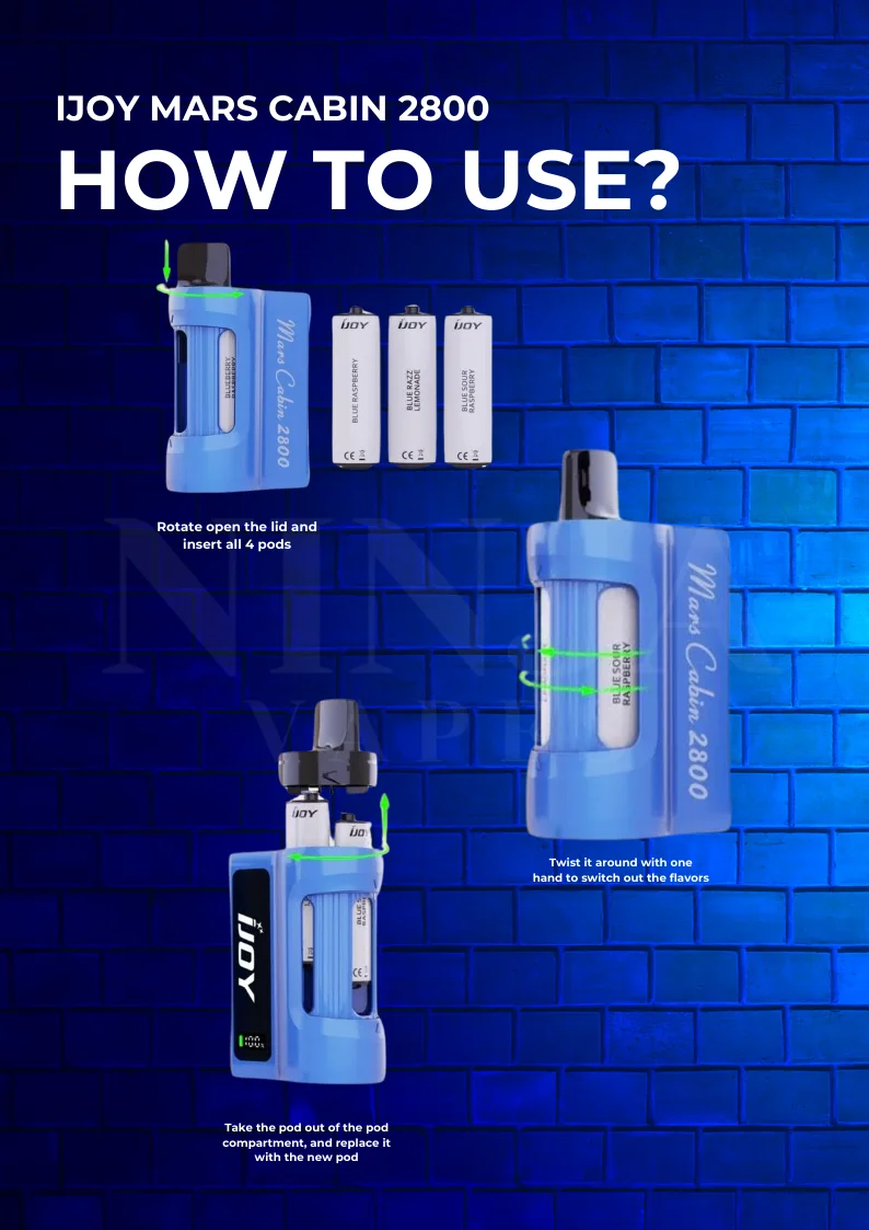 How to Use IJOY 4in1 Mars Cabin 2800 Puffs Pod Kit