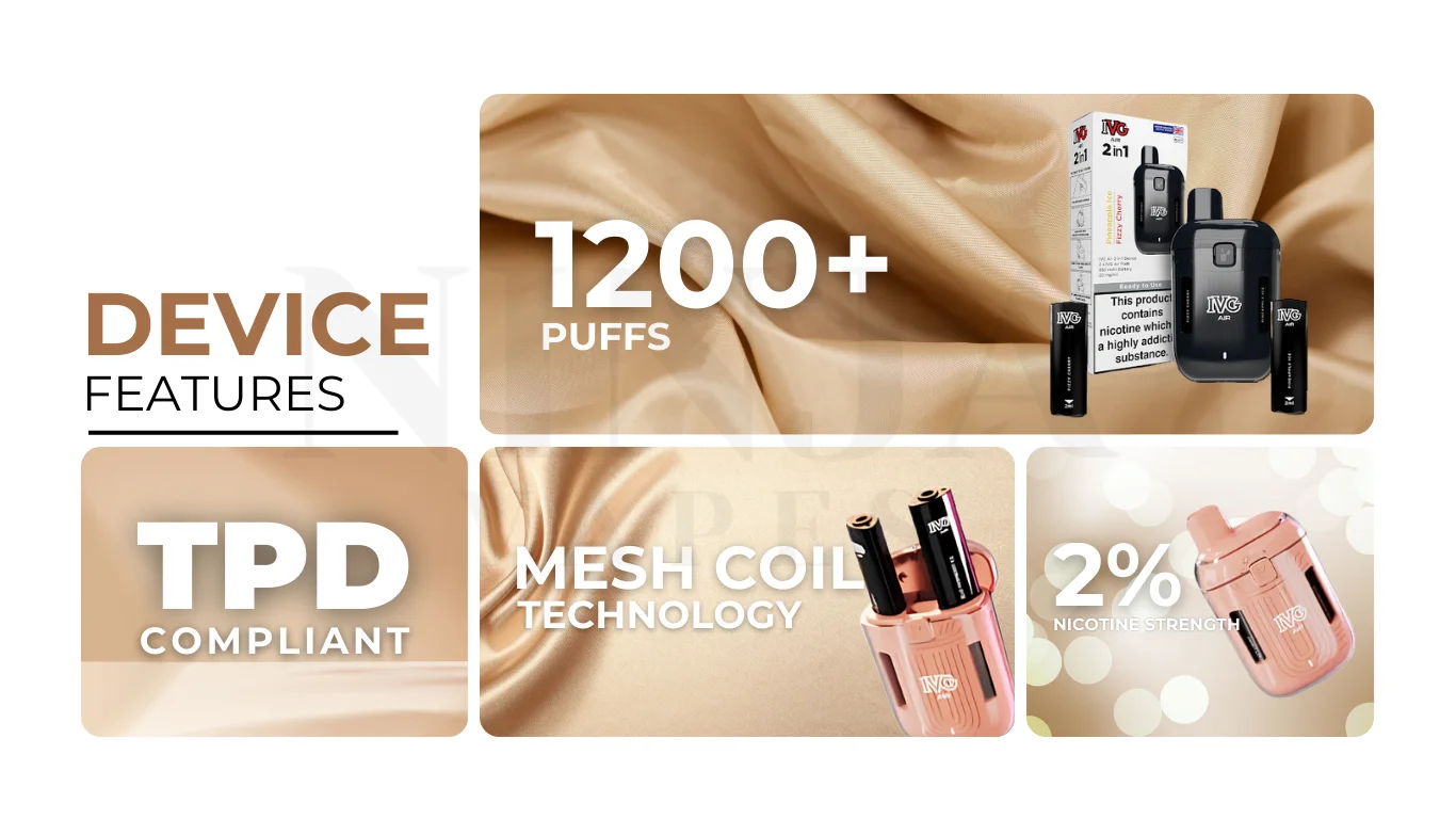 IVG Air 2 in 1 Rechargeable Pod Kit Key Specifications