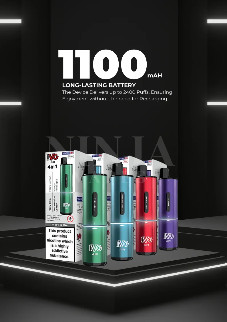 Long-Lasting Battery in IVG Air 4-in-1 Prefilled Pod Kit