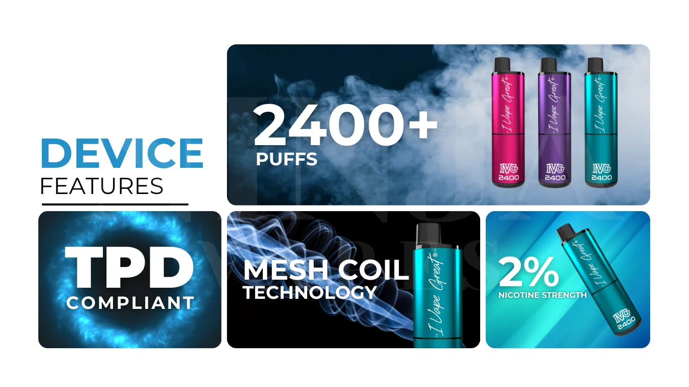 IVG 2400 Puffs Disposable Vape Specifications