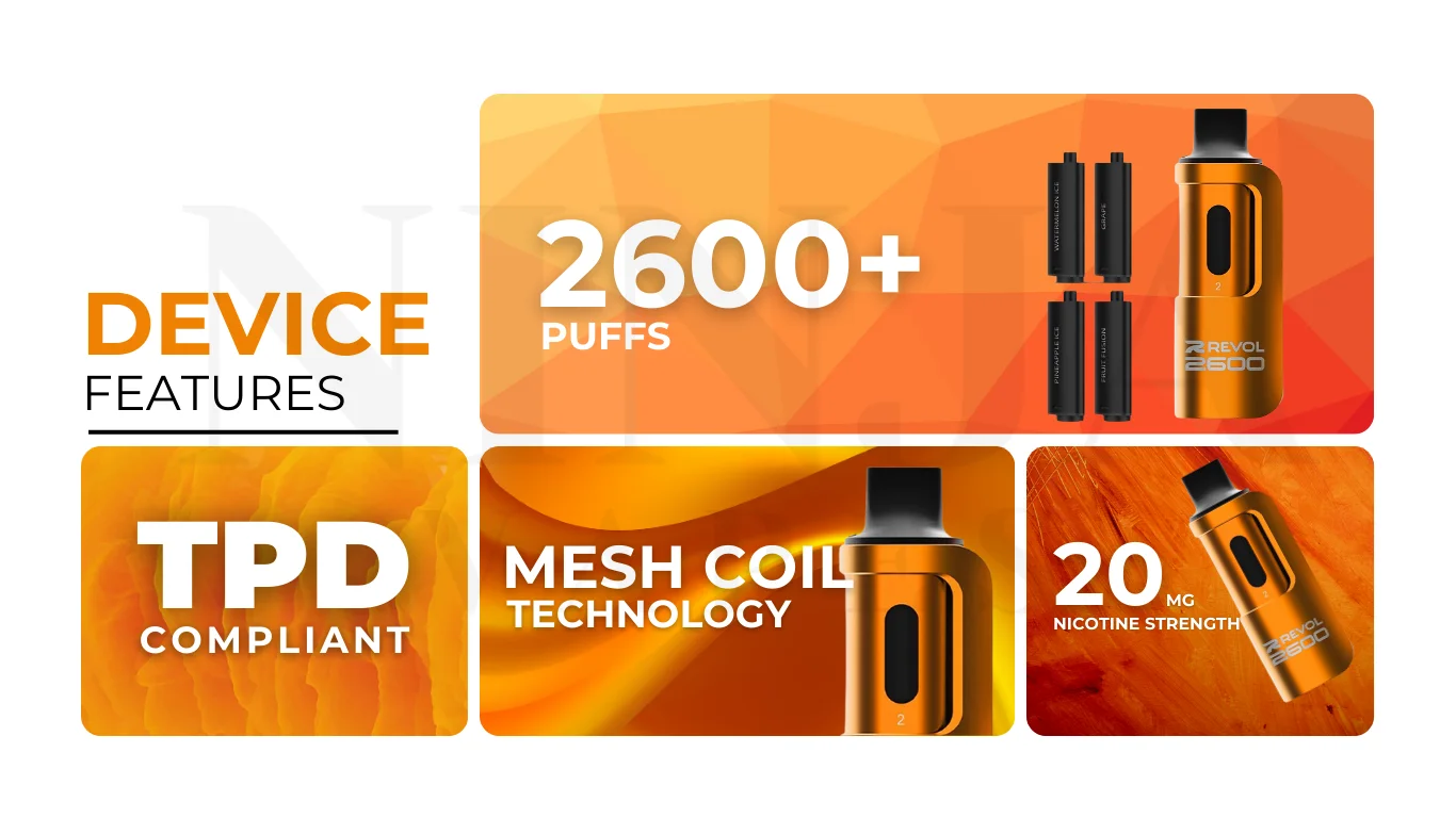 Specifications of Revol 2600 4-in-1 Disposable 2600 Puff