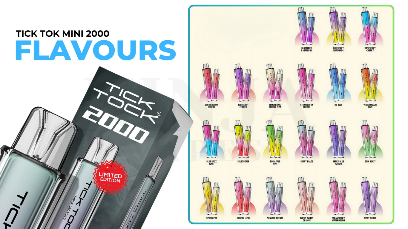 Tick Tock Mini 2000 Puffs Vape Flavour List